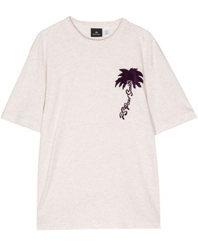 PS by Paul Smith Palm Tree-print Cotton Nep T-shirt - White