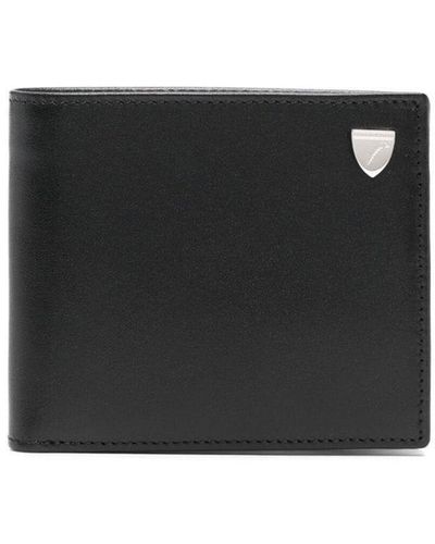 Aspinal of London Logo Plaque Folded Wallet - Black