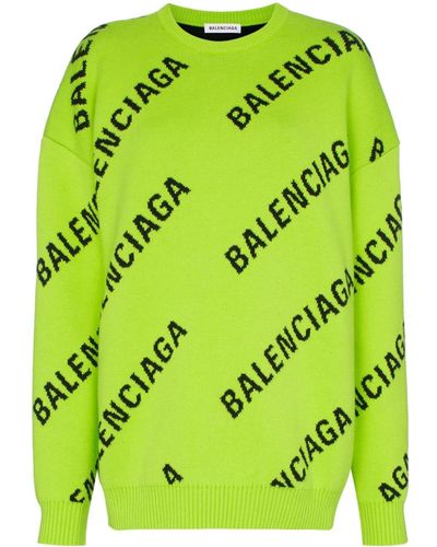 Balenciaga Allover Logo Crew-neck Jumper - Green