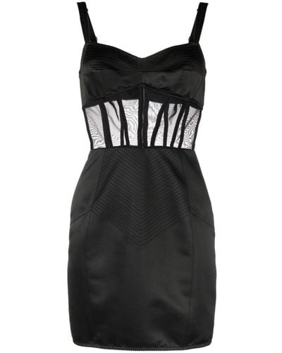 Dolce & Gabbana Paneled Silk-satin Corset Dress - Black