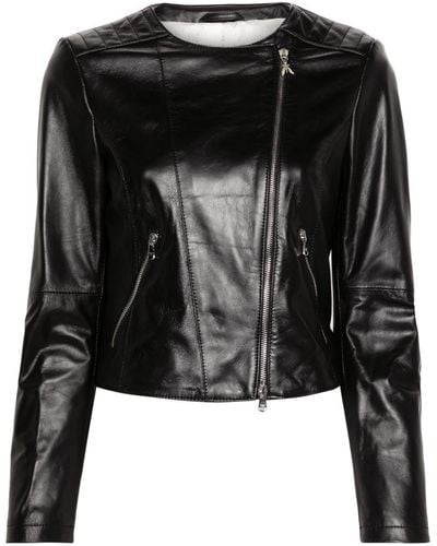 Patrizia Pepe Zip-up Leather Jacket - Black