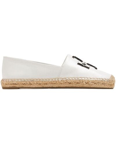 Tory Burch Double T Leather Espadrilles - White