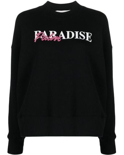 Palm Angels Sweater Met Palmprint - Zwart