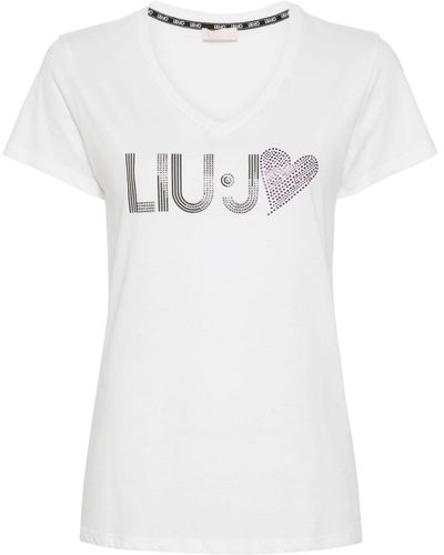 Liu Jo ビーズディテールロゴ Tシャツ - ホワイト
