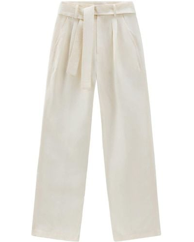 Woolrich Pantaloni dritti con cintura - Bianco