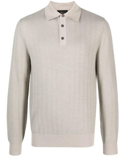 Brioni Long-sleeve Wool Polo Shirt - White
