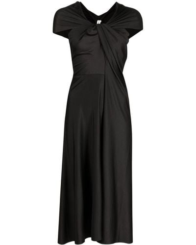 Victoria Beckham Cap-sleeve Draped Dress - Black