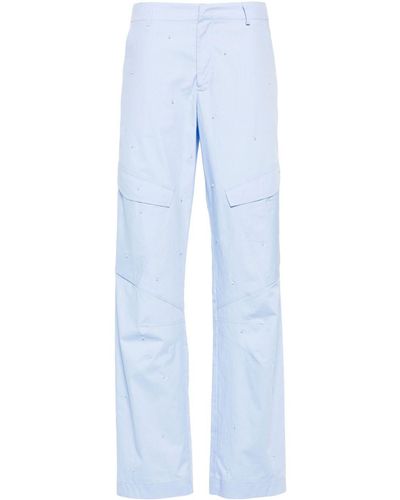 Dondup Bead-embellished Straight Poplin Trousers - Blue