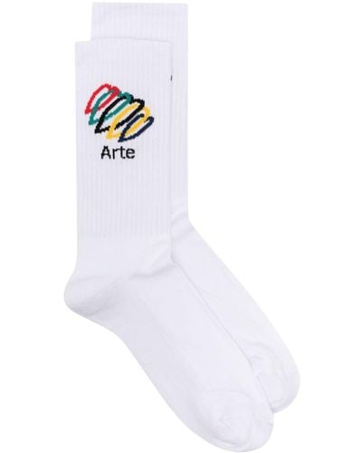 Arte' Hearts Logo-embroidered Socks - White