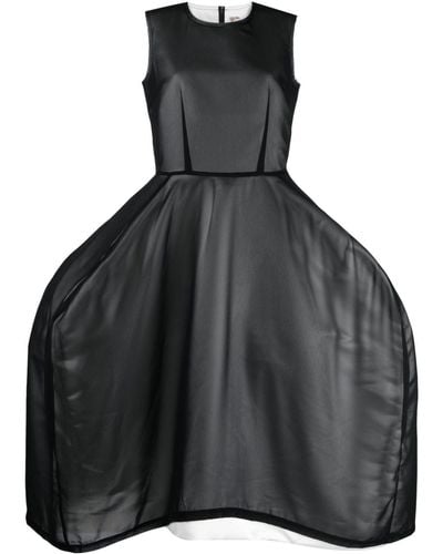 Comme des Garçons Voluminous-skirt sheer-overlay dress - Nero