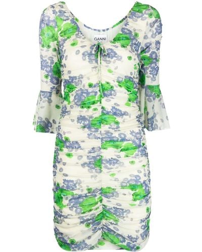 Ganni Mini-jurk Met Bloemenprint - Groen