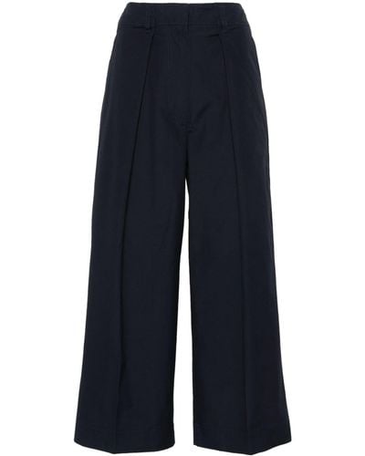 Ulla Johnson Pleated Cropped Straight Trousers - Blue