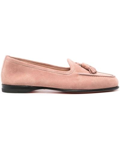 Santoni Suède Loafers - Roze