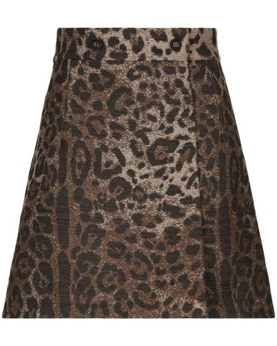 Dolce & Gabbana Minifalda de cintura alta y estampado de leopardo - Marrón