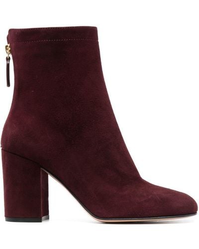 Gianvito Rossi Bellamy 75mm Ankle Suede Boots - Purple