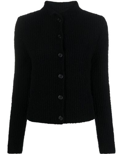 Ports 1961 High-neck Ribbed-knit Cardigan - Black