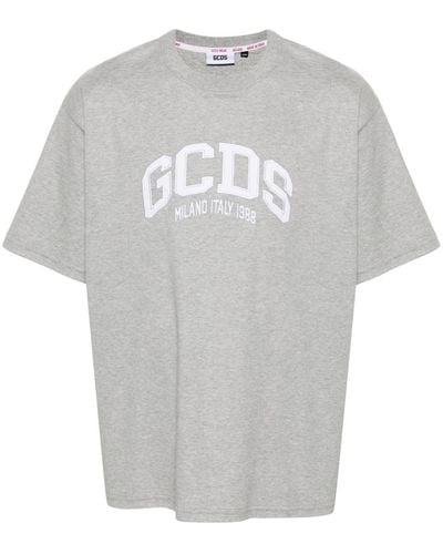 Gcds T-shirt en coton à patch logo - Gris