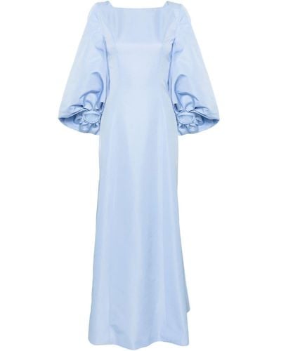 Huishan Zhang Bishop-sleeve Faille Gown - Women's - Silk/polyester - Blue