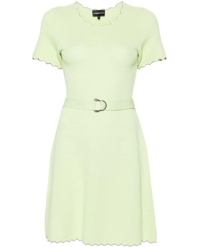Emporio Armani 3d-knit Belted Minidress - Green