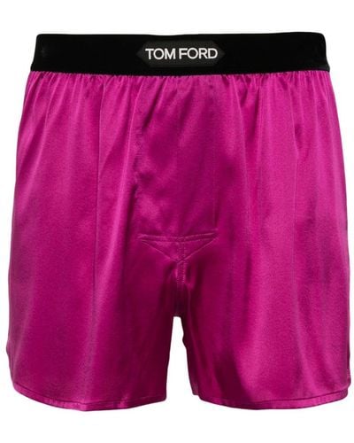 Tom Ford Logo-Waistband Satin Boxers - Purple