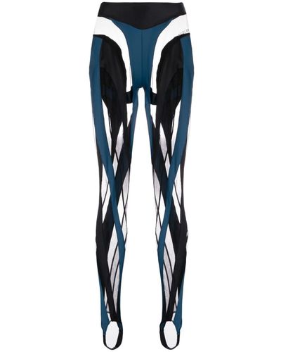 Mugler Legging Spiral à empiècements - Bleu