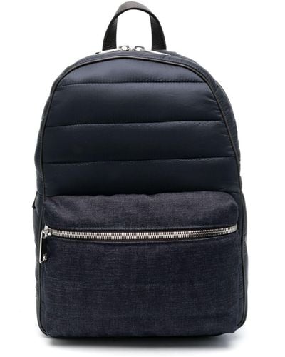 Moorer Quilted Denim Backpack - Blue