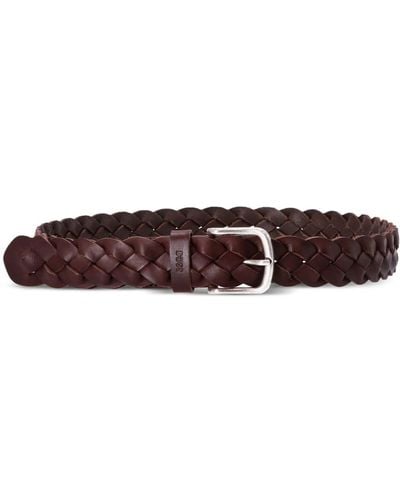 BOSS Braided Leather Belt - Brown