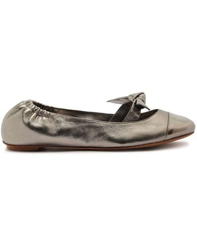 Alexandre Birman Clarita Leather Ballerina Shoes - Brown