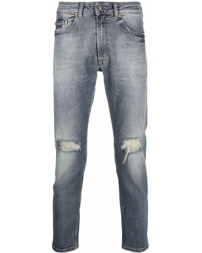 Versace Ripped-detailing Slim-fit Jeans - Blue