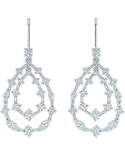 Kwiat 18kt White Gold Diamond Starry Night Double Teardrop Earrings - Metallic