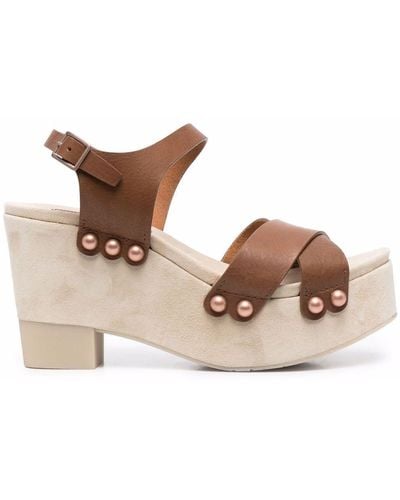 Pedro Garcia Dunia Leather Clog Sandals - Brown