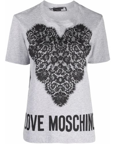 Love Moschino フローラル Tシャツ - グレー
