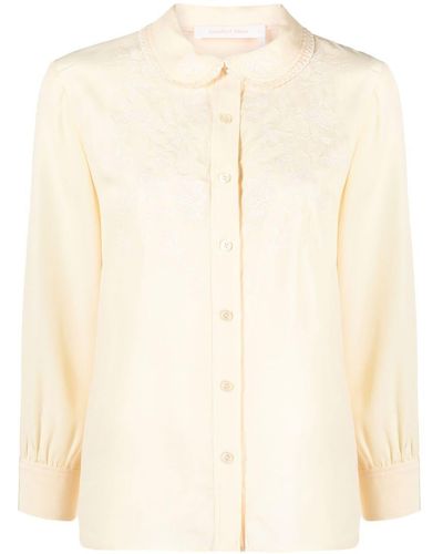 See By Chloé Floral-embroidery Long Sleeved Shirt - Natural