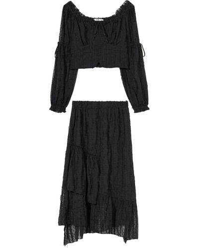 B+ AB Asymmetric Tulle Midi Skirt Set - Black