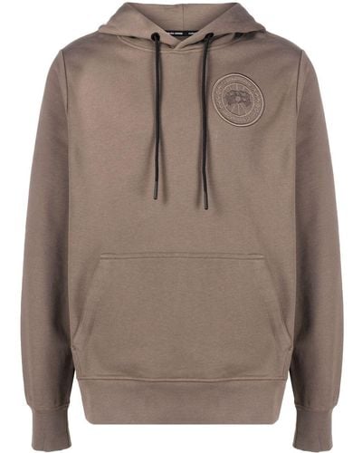 Canada Goose Logo-embroidered Cotton Hoodie - Brown