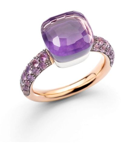 Pomellato 18kt Rose And White Gold Nudo Gemstone Ring - Purple