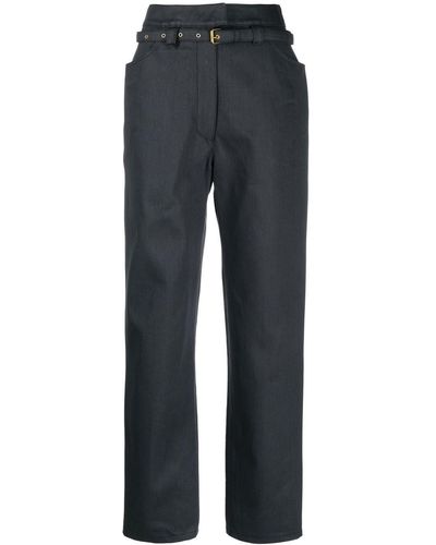Veronique Leroy Belted-waist Tailored Trousers - Blue