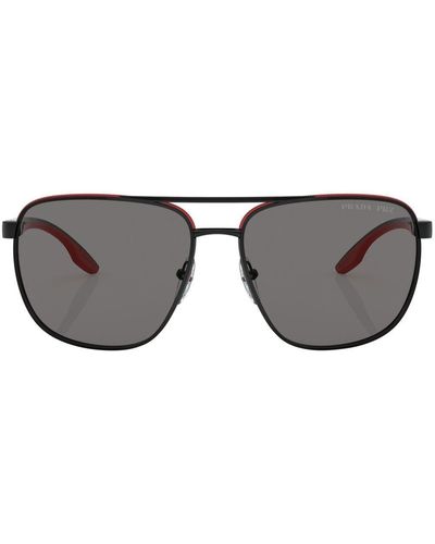 Prada Linea Rossa Logo-print Sunglasses - Gray