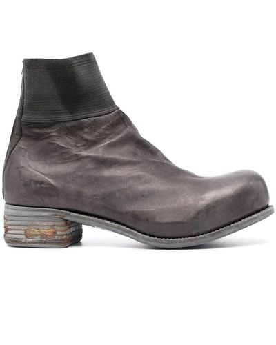 A Diciannoveventitre Rear-zip Leather Ankle Boots - Brown