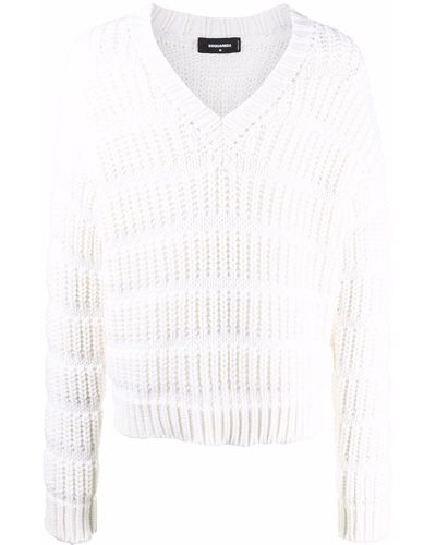 DSquared² Knitted Striped Jumper - White