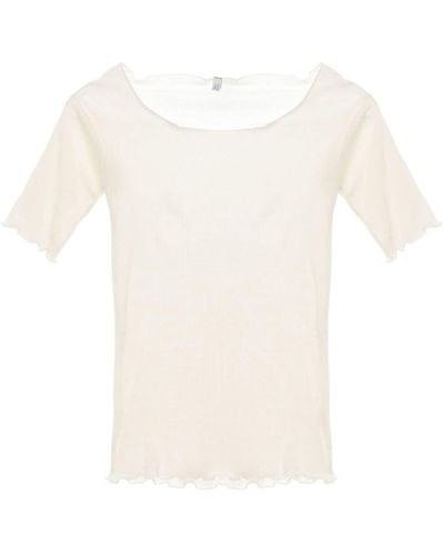 Baserange T-Shirt mit Rüschenborten - Weiß