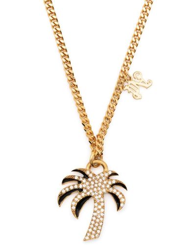 Palm Angels Palm Rhinestone-embellished Chain Necklace - Metallic