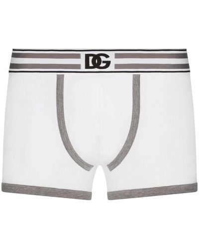 Dolce & Gabbana Boxer a righe con logo - Bianco