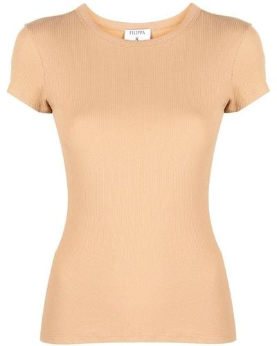 Filippa K T-shirt girocollo a coste - Neutro