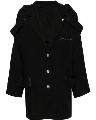 Yohji Yamamoto Blazer à coutures contrastantes - Noir