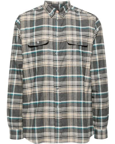 PS by Paul Smith Double Pocket Checked Shirt - Grey