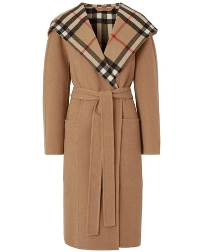 Burberry Manteau portefeuille à carreaux - Marron