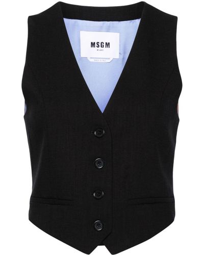 MSGM Button-up Tailored Waistcoat - Black
