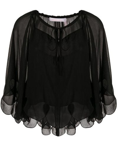 See By Chloé Cropped Sheer Blouse - Black