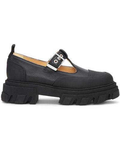 Ganni Cleated Mary Jane Shoes - Black